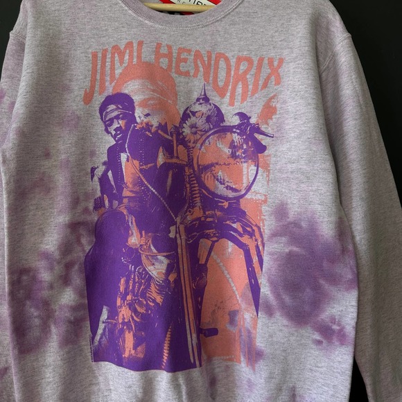 Jimi Hendrix Tie Dye Purple Crew Neck Graphic Band Sweatshirt NEW Small - Picture 3 of 7
